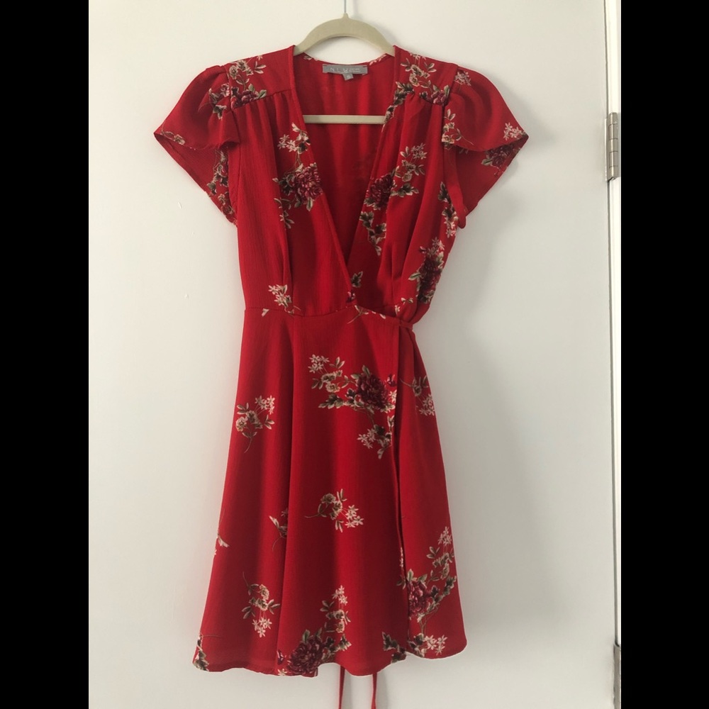 Red floral dress